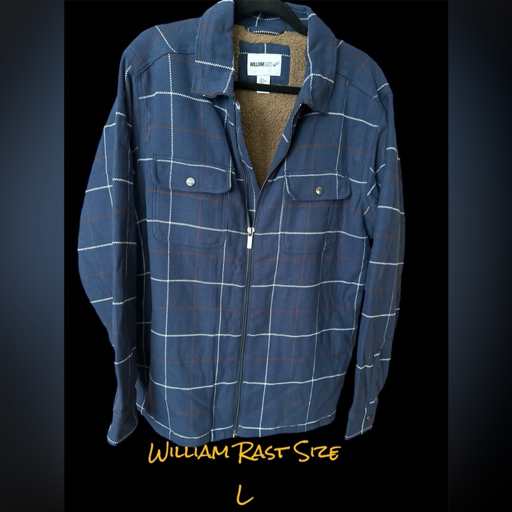 William Rast, Zip Up Fleece Lined Flannel, Size L. New WOT.